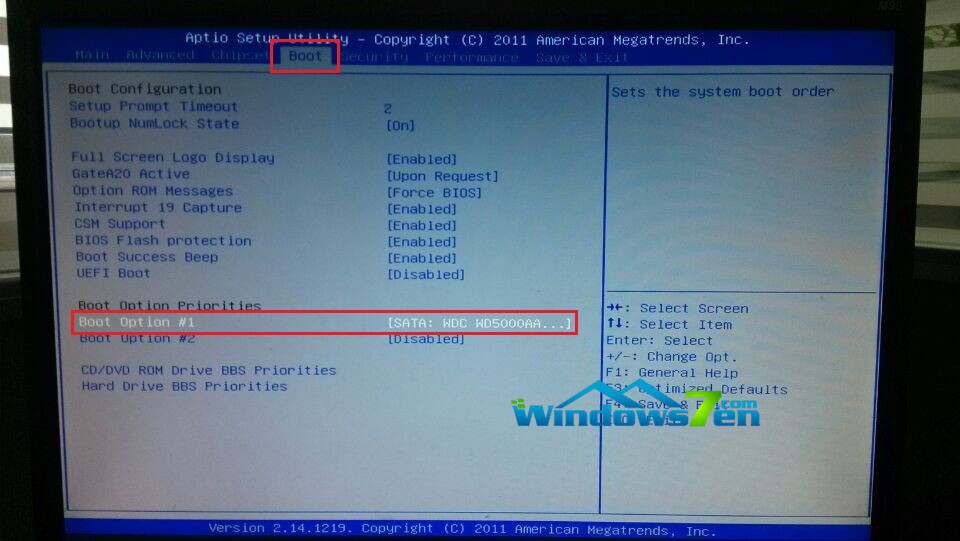 图1 选中BOOT选中Boot options #1