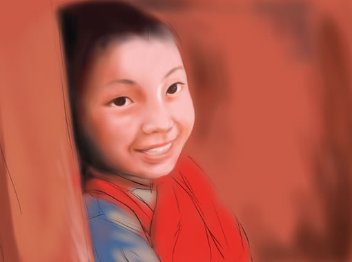 painter绘制可爱的藏族小男孩 我们 painter教程