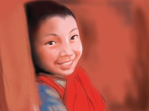 painter绘制可爱的藏族小男孩 我们 painter教程