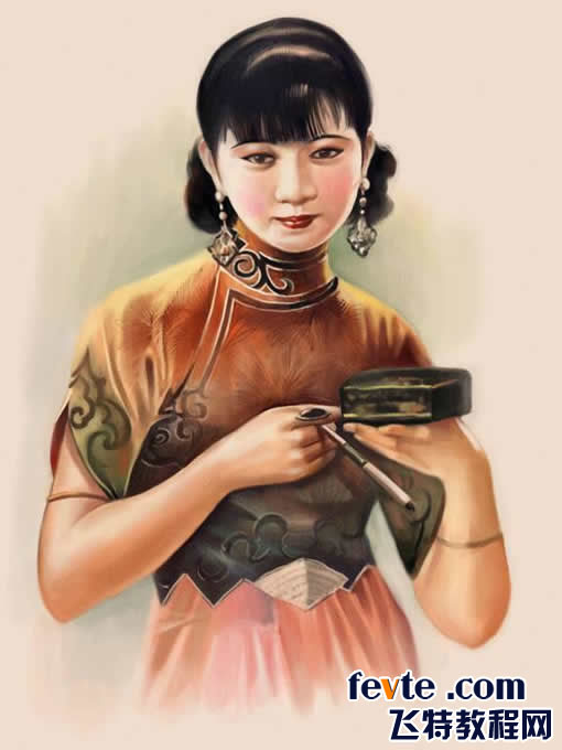 painter绘制旧上海烟盒海报 我们 painter教程