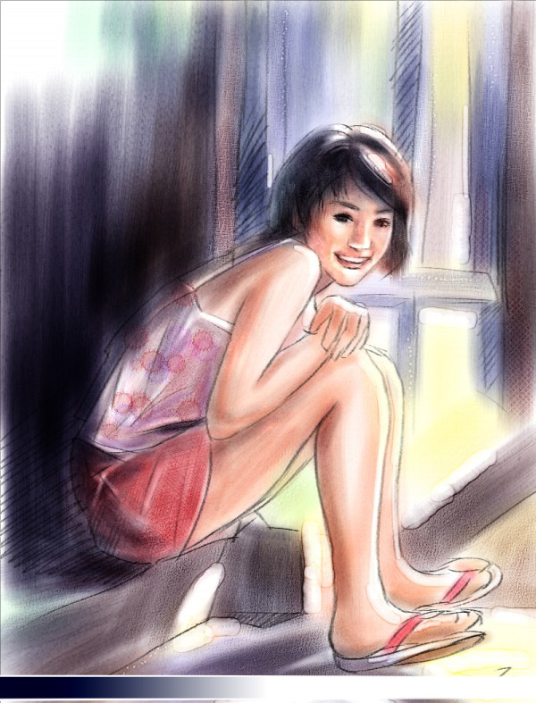 painter water color（水彩）绘制朦胧女孩 我们 painter教程