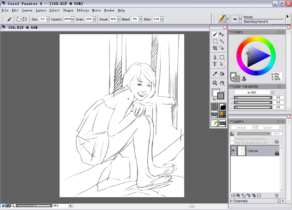 painter water color(水彩)绘制朦胧女孩 我们 painter教程