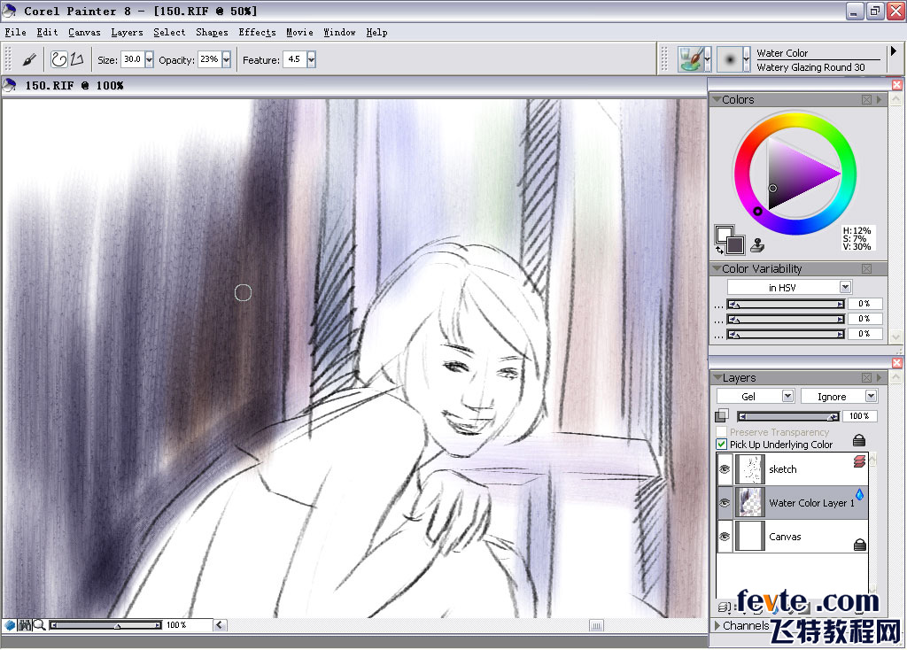 painter water color(水彩)绘制朦胧女孩 我们 painter教程