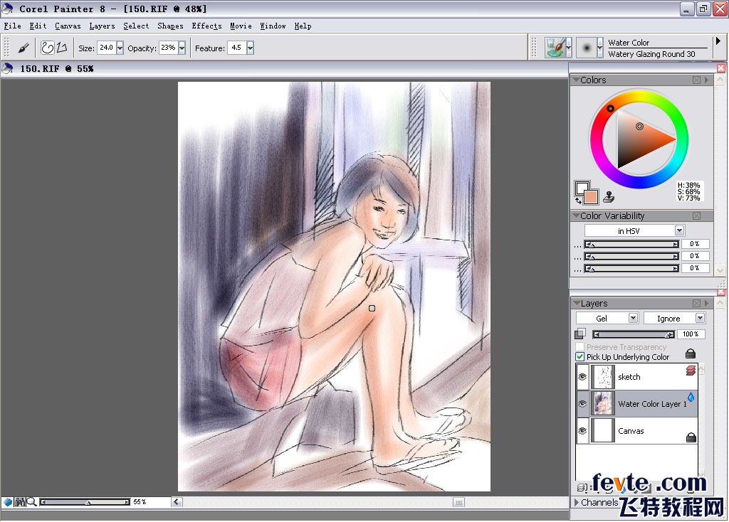 painter water color(水彩)绘制朦胧女孩 我们 painter教程