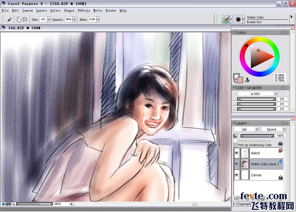 painter water color(水彩)绘制朦胧女孩 我们 painter教程