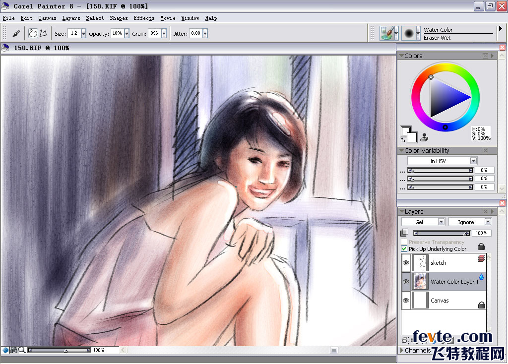 painter water color(水彩)绘制朦胧女孩 我们 painter教程