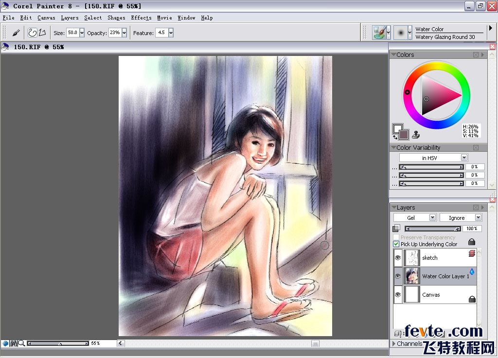painter water color(水彩)绘制朦胧女孩 我们 painter教程