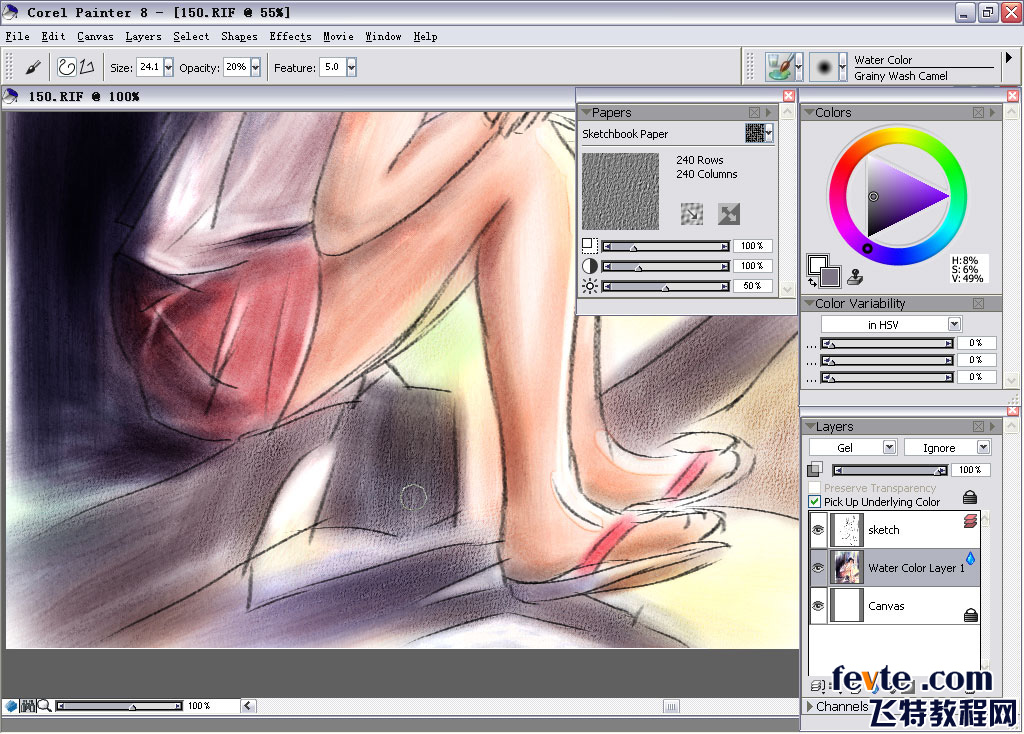 painter water color(水彩)绘制朦胧女孩 我们 painter教程