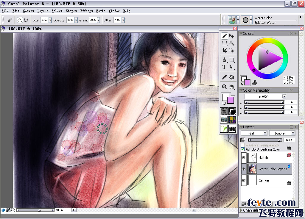 painter water color(水彩)绘制朦胧女孩 我们 painter教程