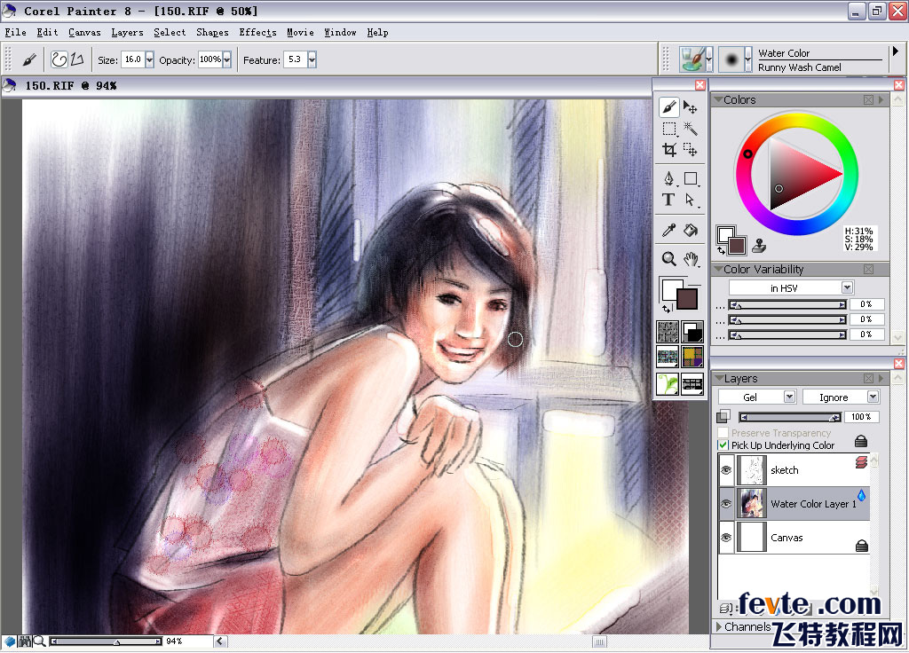 painter water color(水彩)绘制朦胧女孩 我们 painter教程