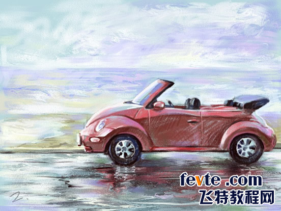 运用Painter Chalk（色粉笔）绘制敞篷甲壳虫 我们 painter教程
