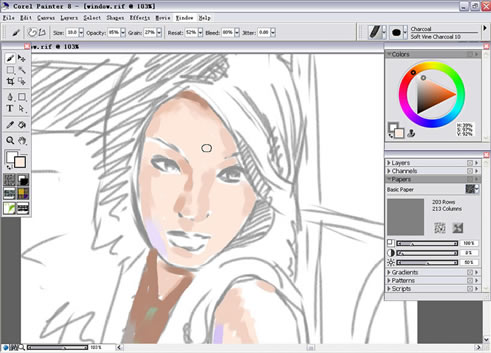 painter Charcoal（炭笔）绘制气质女孩 我们 painter教程