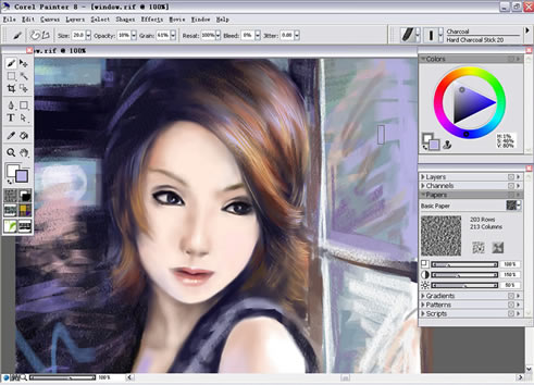 painter Charcoal（炭笔）绘制气质女孩 我们 painter教程