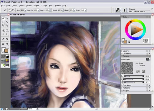 painter Charcoal（炭笔）绘制气质女孩 我们 painter教程