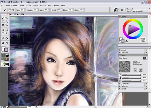 painter Charcoal（炭笔）绘制气质女孩 我们 painter教程