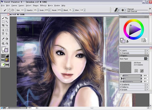 painter Charcoal（炭笔）绘制气质女孩 我们 painter教程