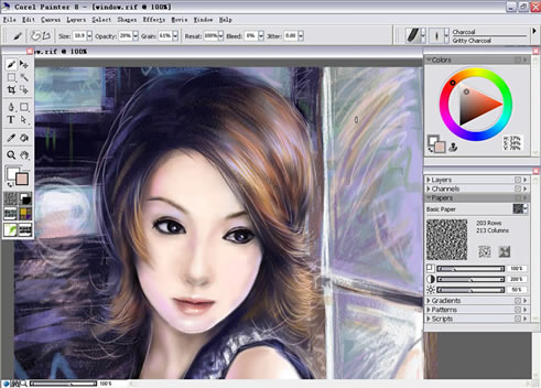 painter Charcoal（炭笔）绘制气质女孩 我们 painter教程