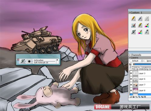 painter绘制悲伤的女孩 我们 painter教程