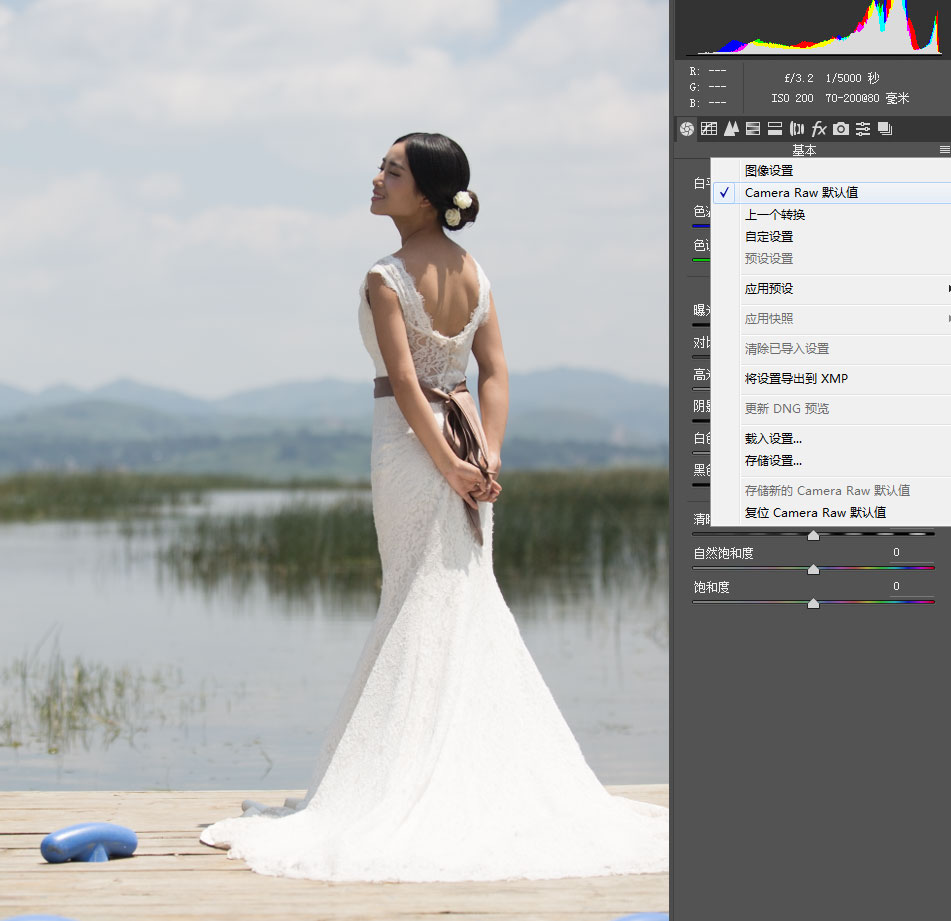 Photoshop怎么给外景婚纱照调出蓝色小清新艺术效果?