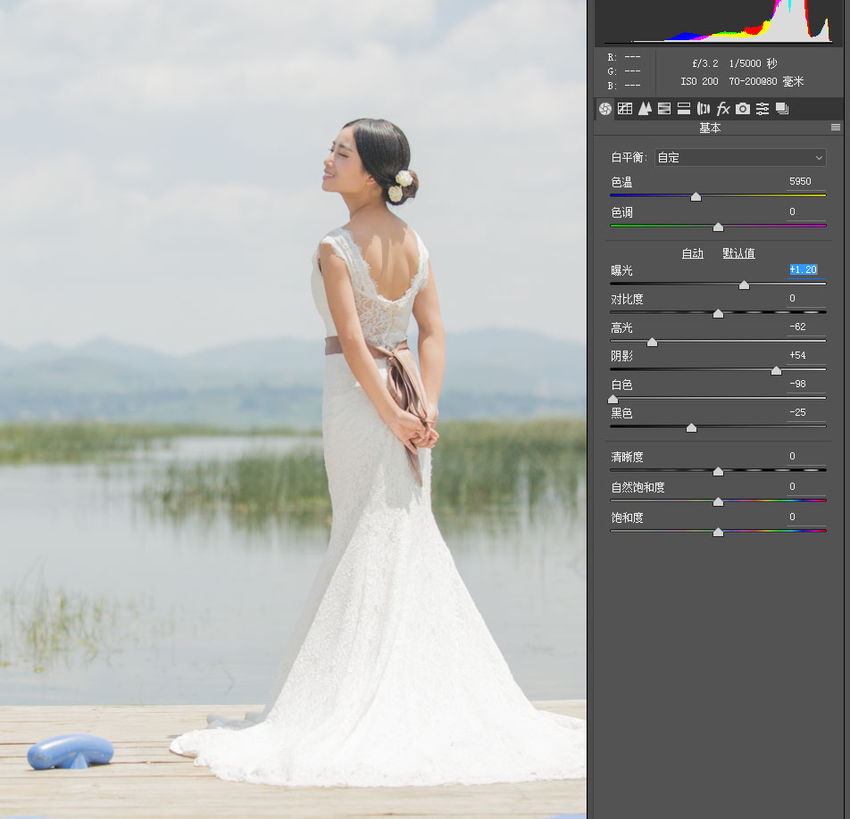 Photoshop怎么给外景婚纱照调出蓝色小清新艺术效果?